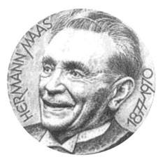 Gezeichnetes Portrait von Hermann Maas mit Jahreszahlen 1877 - 1970
